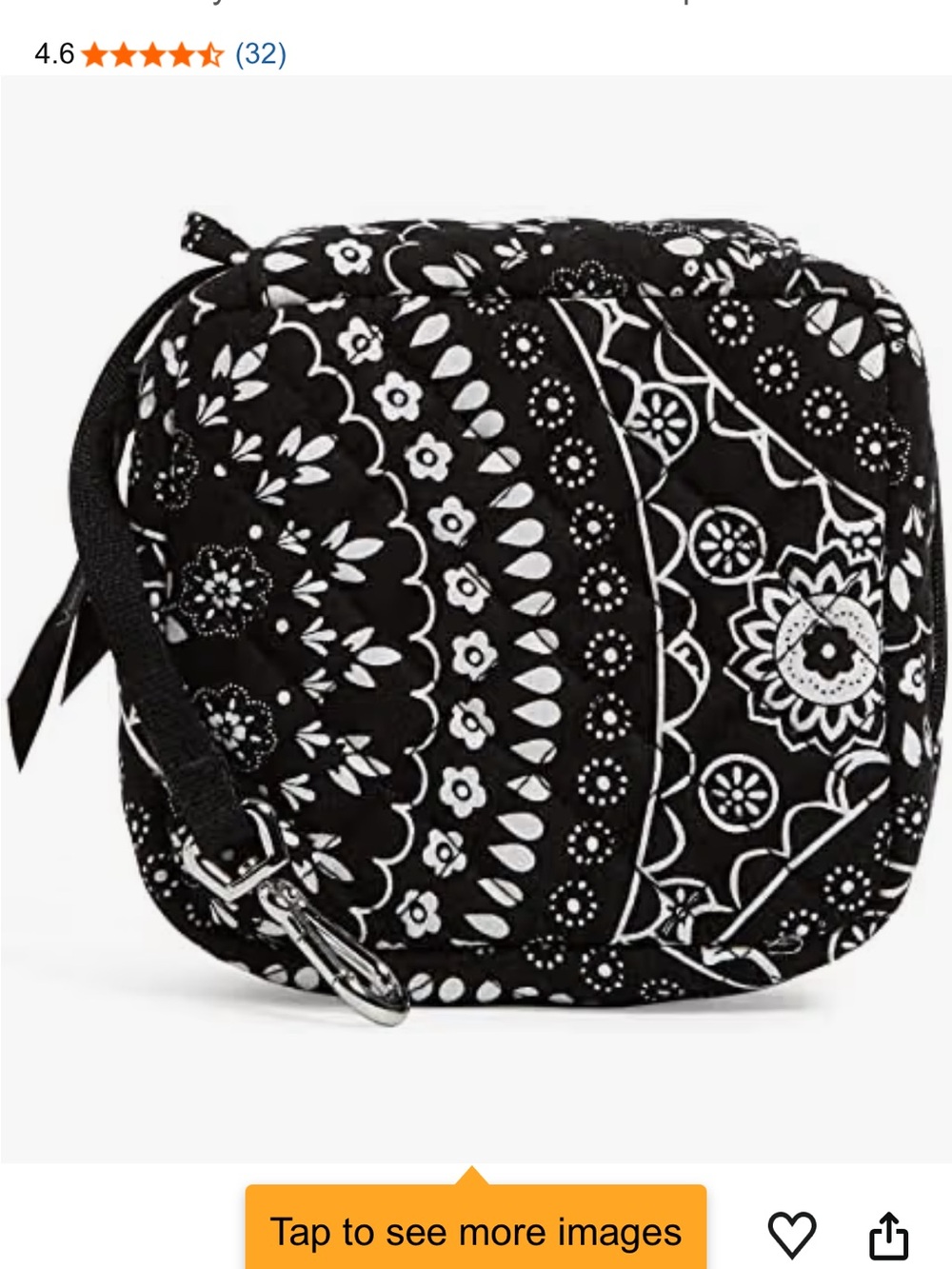 Vera Bradley Black & White Paisley Quilted Cosmetic Wristlet